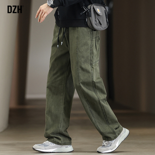 男士美式军绿色工装裤男秋款宽松直筒2026年新款休闲长裤子伐木裤
