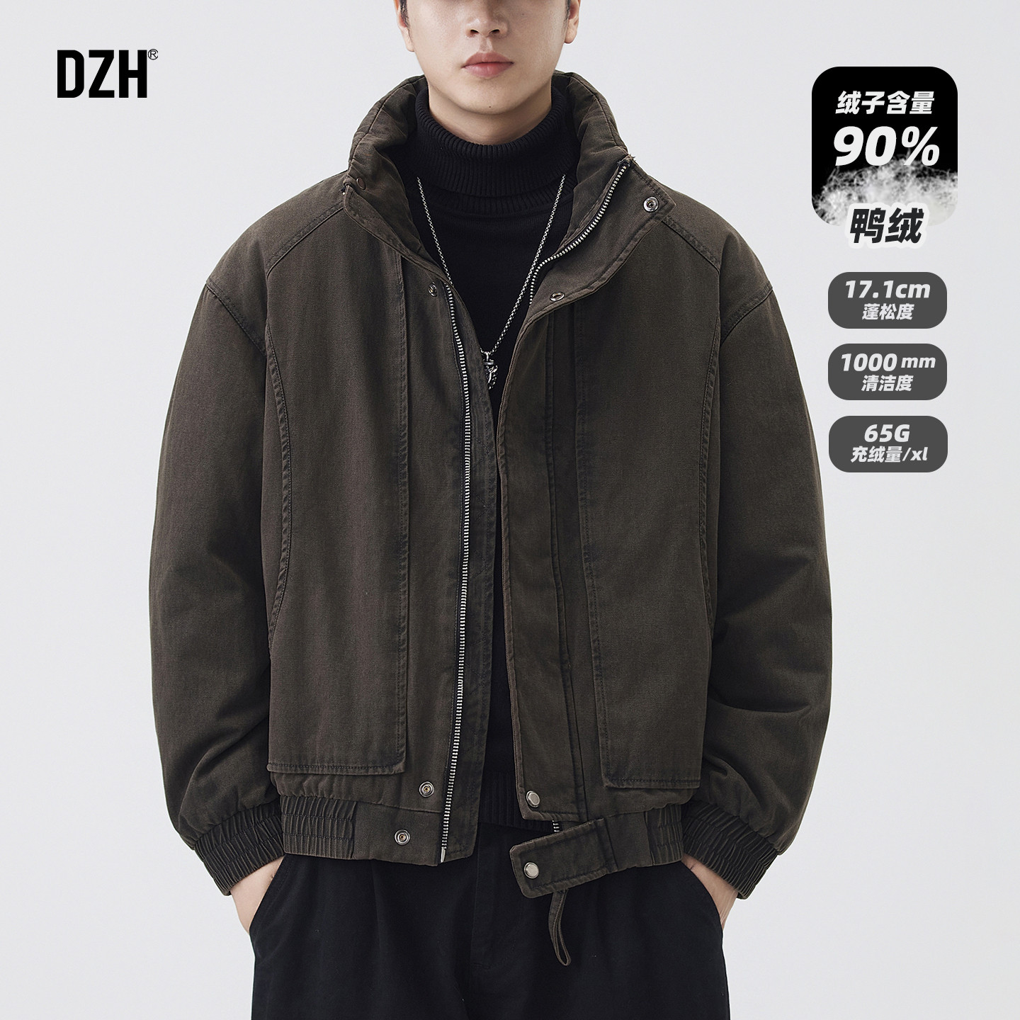 男士立领保暖工装夹克羽绒服男款冬季加厚防寒服厚棉外套2025新款