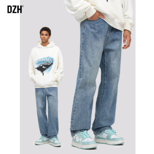 秋季 宽松直筒长裤 老爹裤 男士 裤 男款 2025年新款 子 浅蓝色水洗牛仔裤