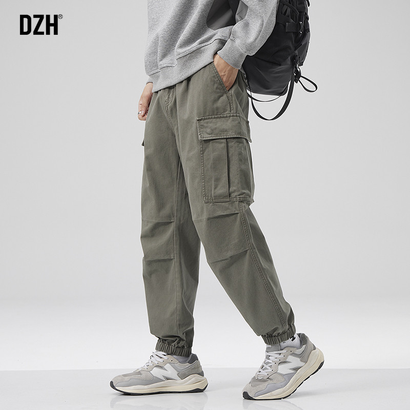 男士冬装裤子加厚宽松工装裤男束脚裤2025新款休闲裤子纯棉伞兵裤