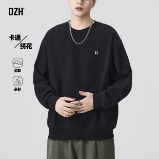 男士360g重磅笑脸刺绣美式卫衣男款潮牌秋冬季外套大码男装圆领衫