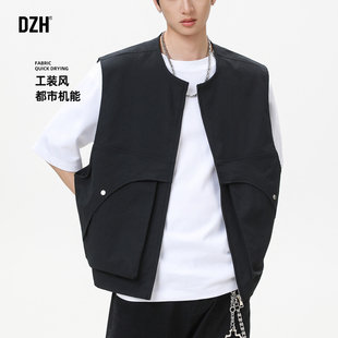 2026新款 马甲男款 外穿马夹男式 美式 背心外套 男士 坎肩无袖 黑色工装