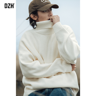 男士白色高领毛衣男冬季慵懒2025新款针织衫宽松外套上衣长袖线衣