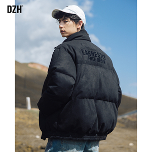 男士黑色棉服男款棉袄男冬季加厚立领麂皮绒外套2024新款美式棉衣