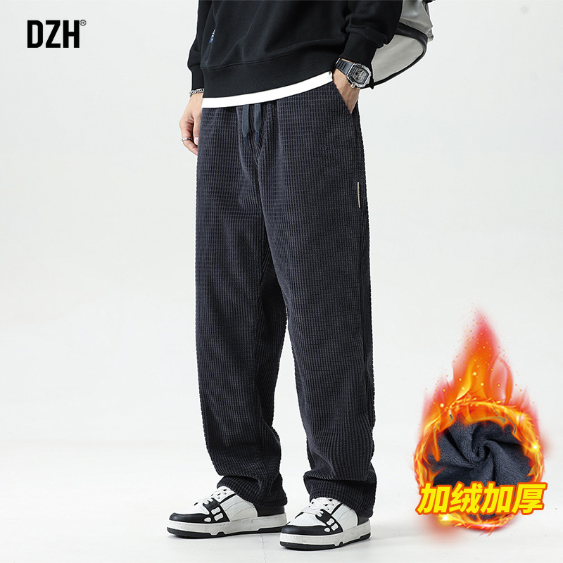 男士灯芯绒加绒裤子男冬季2025新款直筒裤长裤运动裤男款秋冬男裤