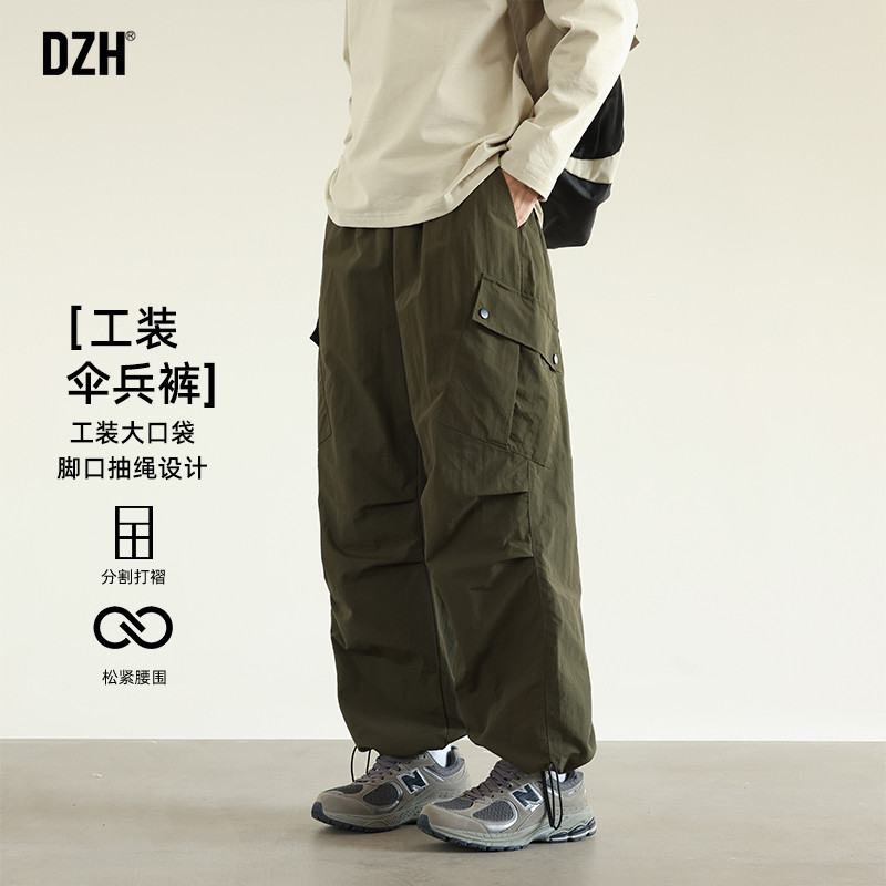 男士军绿色机能工装裤男秋季束脚休闲长裤子伞兵裤冲锋裤2026新款