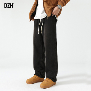 男士黑色美式牛仔裤男春秋款潮牌痞帅2025新款裤子直筒宽松阔腿裤