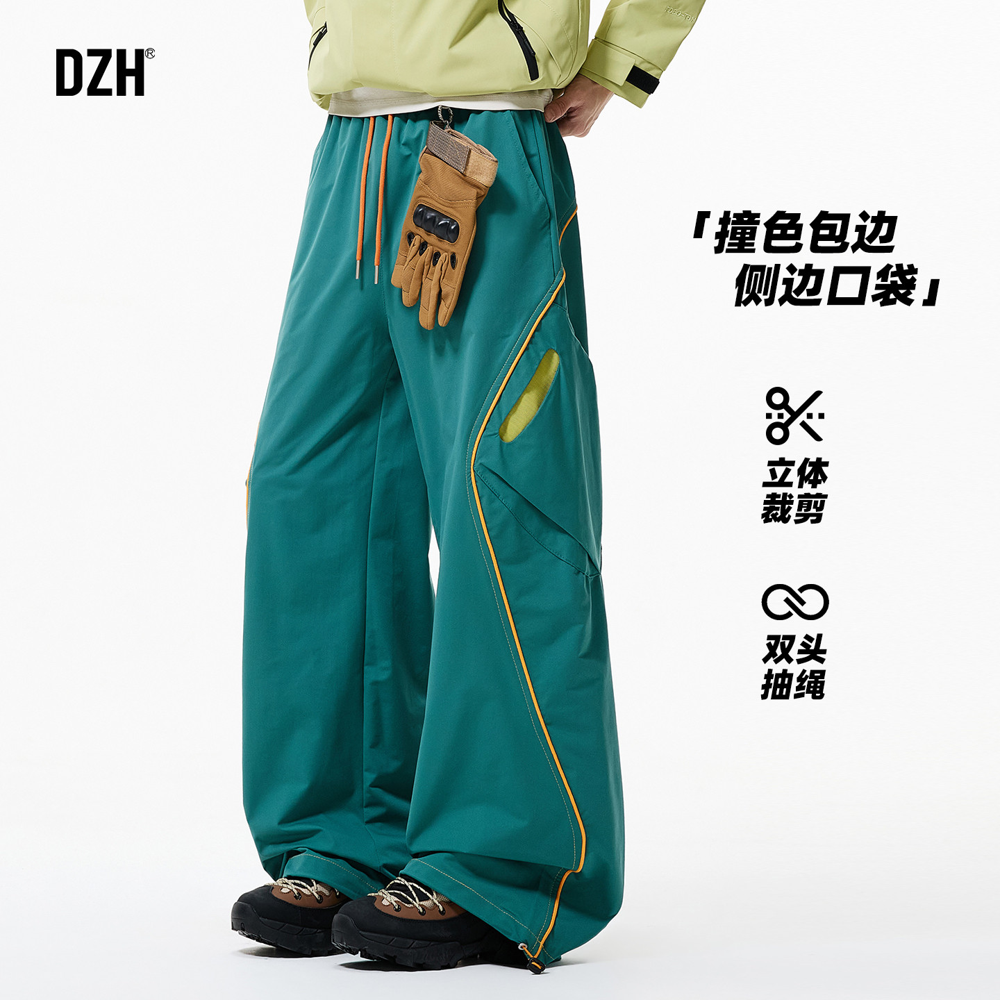 男士美式软壳冲锋裤男款春季2026年新款直筒工装裤运动休闲裤长裤