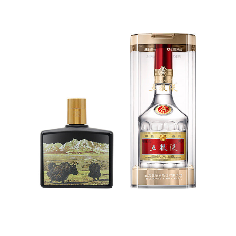中酒网 五粮液52度第八代500ml浓香型白酒+天佑德小黑52度125ml
