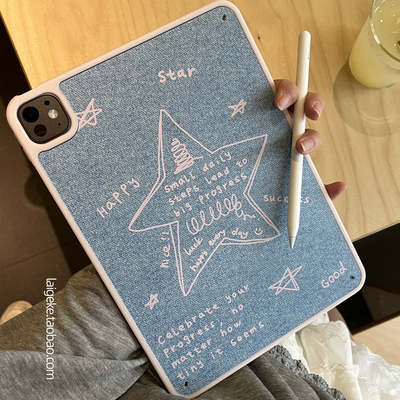 甜酷牛仔星星适用ipad11保护壳air7迷你6全包mini7防摔ari4/5平板Pro单面套2021第十代10.5英寸10.2无盖7/8/9
