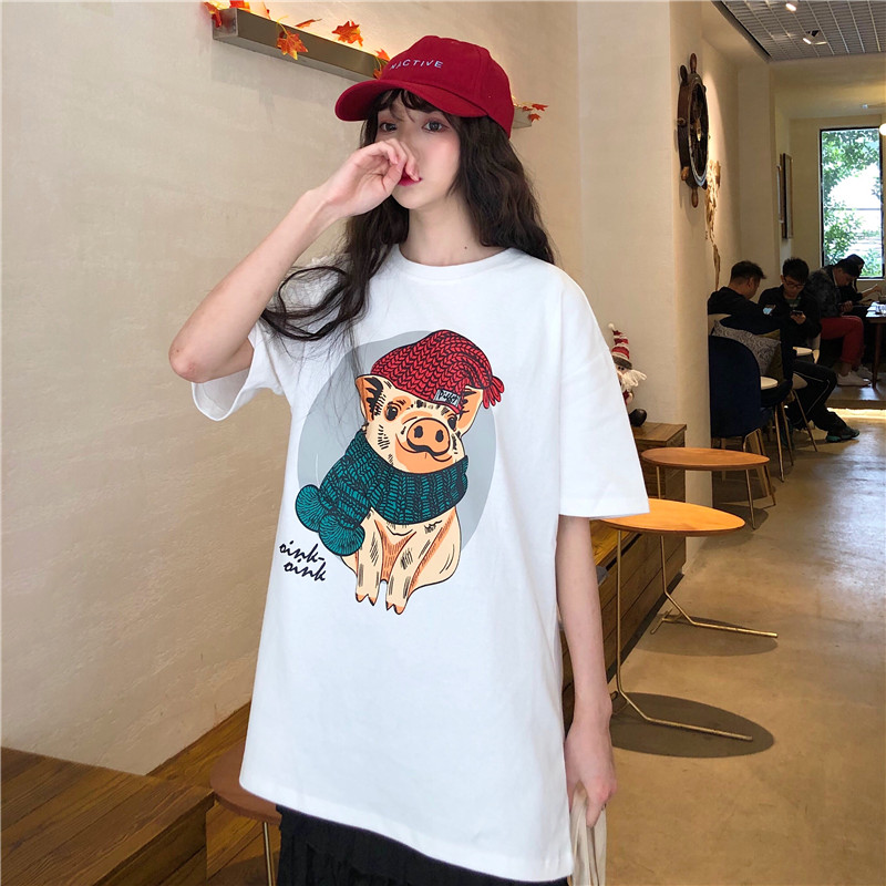 Real shooting summer lovers' short sleeve T-shirt women's loose Korean version