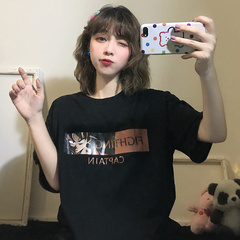 實拍短袖恤女寬鬆韓版百搭原宿風炸街超火上衣潮