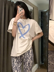 Love print top spring and summer new slim Korean T-shirt