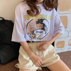 實拍網紅chic港味短袖T恤女夏季美式寬鬆上衣