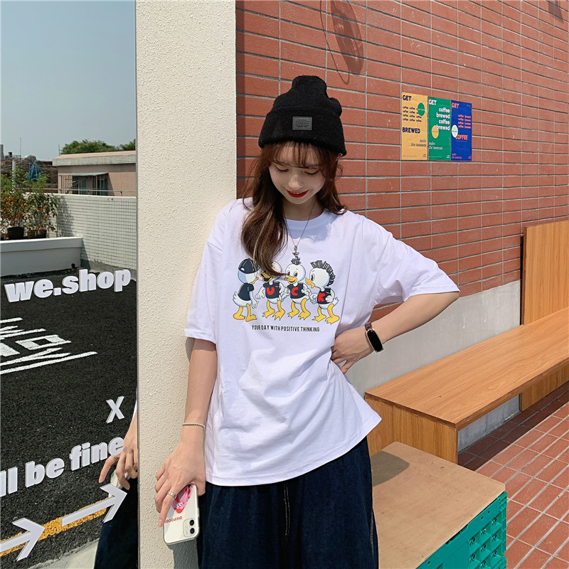 Real shooting summer lovers' short sleeve T-shirt women's loose Korean version