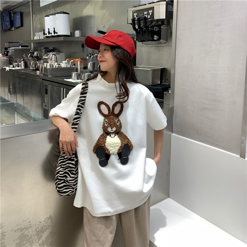 Real auction and real price Pullover plush short sleeve embroidered T-shirt