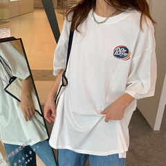 Real cotton new loose Hong Kong Style Short Sleeve T-Shirt