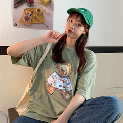 實拍原宿風短袖T恤女裝美式復古港味寬鬆上衣