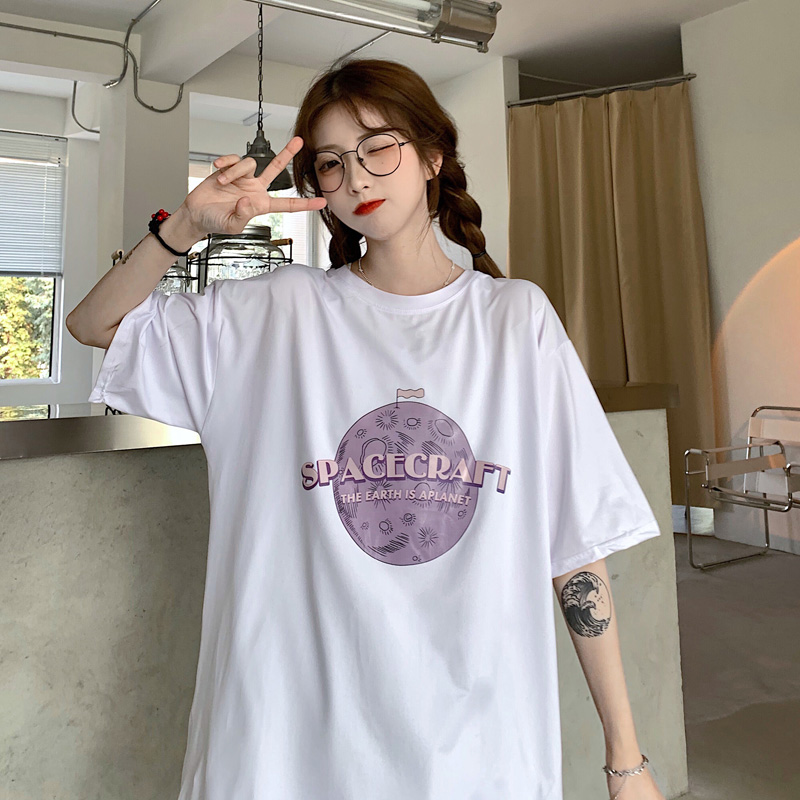 實拍港風chic短袖T恤女寬鬆ins潮白色上衣