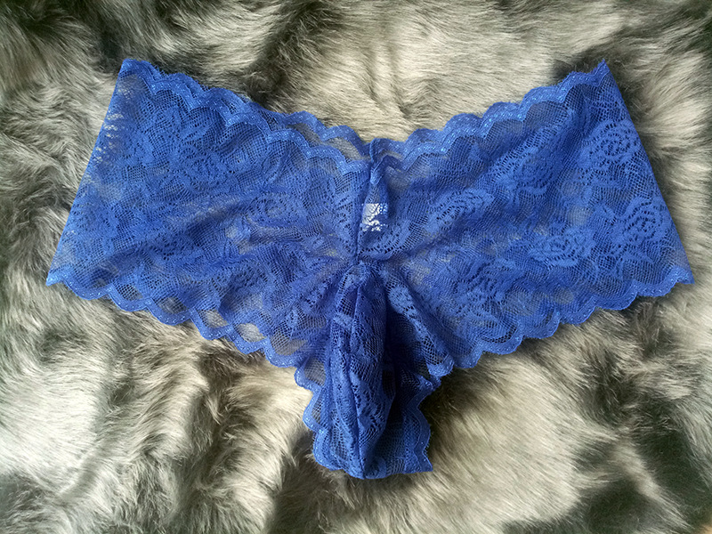 新款欧美性感男士蕾丝三角内裤夜店ds表演纯色丁字裤低腰透视短裤