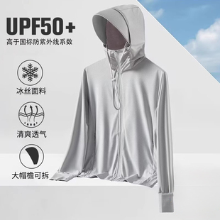 新款 冰丝防晒衣男女式 防紫外线轻薄款 可拆卸 UPF50 透气防晒衫 夏季