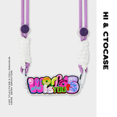 CTOCASE涂鸦文字手机壳背夹原创可背斜挎带挂绳可调节挂饰潮牌