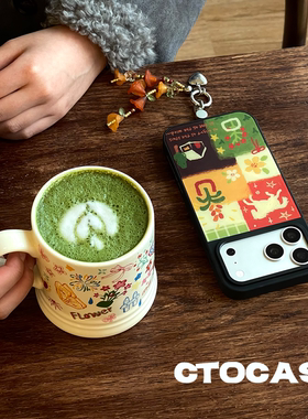 原创【复古方格花卉】iPhone17ProMax手机壳创意秋冬拼贴16pro磁吸充电苹果15/14高级感防摔挂链手腕带13小众