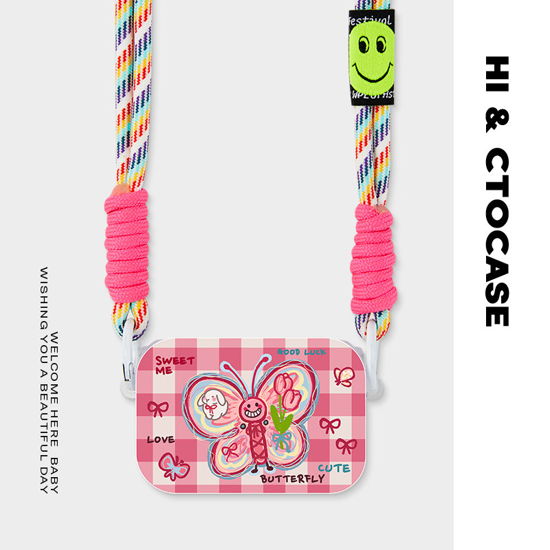 CTOCASE粉田园蝴蝶镜面背夹适用华为mate手机ip可斜挎调节长挂绳,3C数码配件,手机挂件/手机链,淘宝优惠券,粉丝福利购,淘宝优惠卷