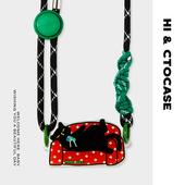 CTOCASE沙发黑猫贴片适用华为mate手机壳背夹可斜挎调节长挂绳