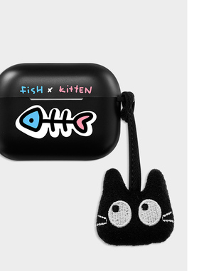 CTOCASE【猫咪fish】原创适用airpodspro2二代保护套pods3代保护壳苹果pro无线蓝牙耳机盒2代黑色软壳