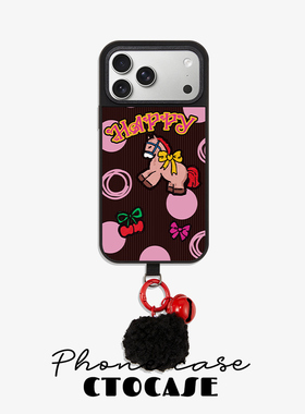 原创【涂鸦波点马】适用于苹果17promax磁吸壳创意magsafe充电14卡通防丢挂件16iphone13女士款15pro手腕挂绳