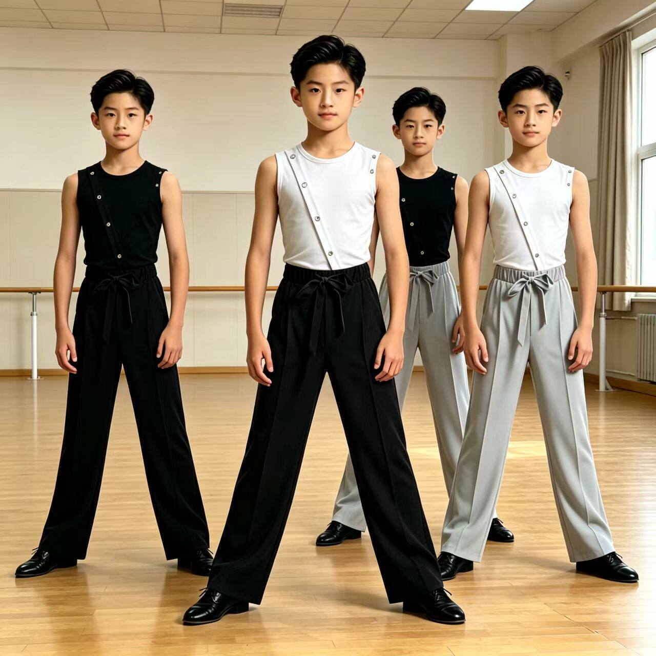 男童拉丁舞无袖比赛表演套装