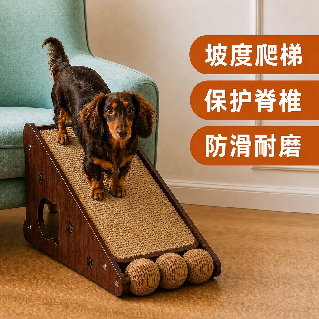 狗爬梯猫抓板一体宠物楼梯狗狗上床梯子高龄犬沙发边斜坡辅助爬梯