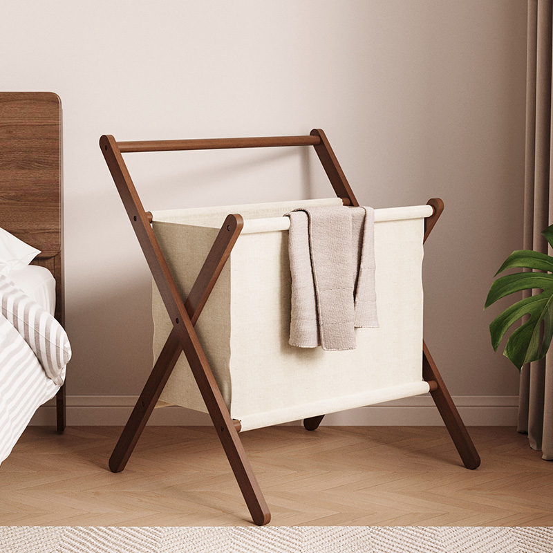 榉木挂衣架脏衣篮可折叠家用收纳