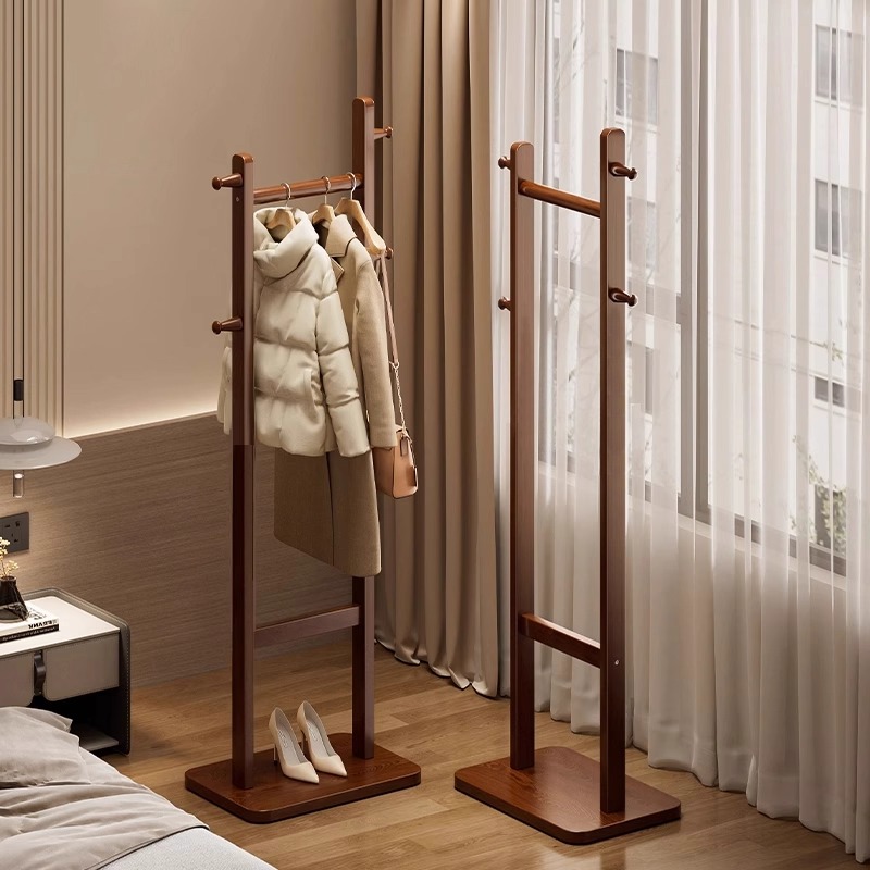实木卧室不占空间的挂衣架置物架