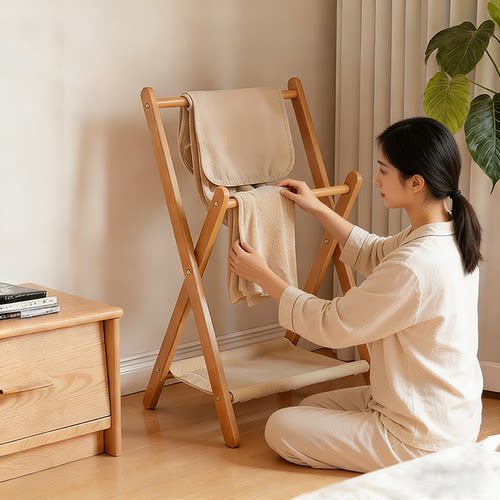 落地实木挂衣架卧室床边衣帽架