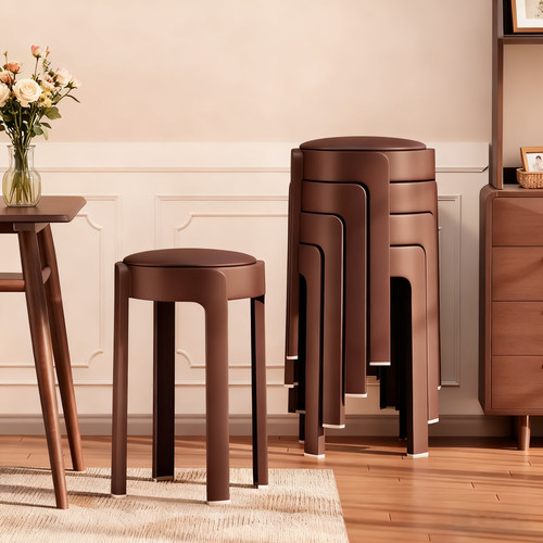 塑料家用软包凳子加厚耐用可叠放