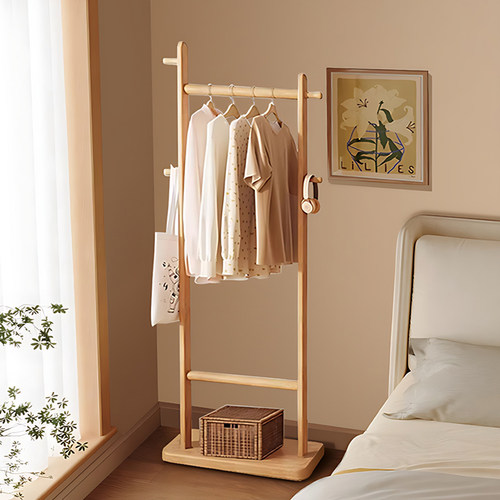原木落地挂衣架家用置物衣帽架子