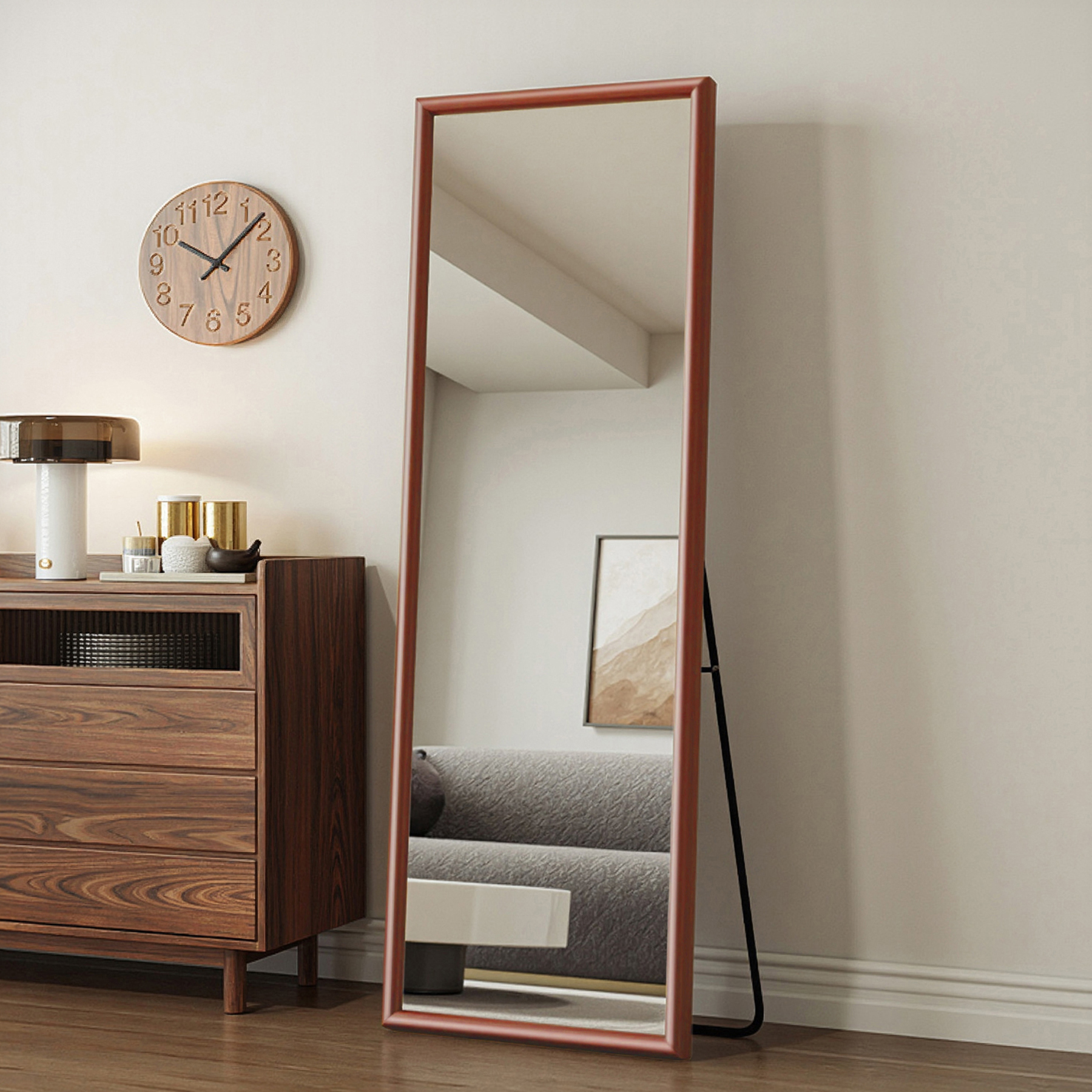 实木全身镜落地镜家用中古穿衣镜