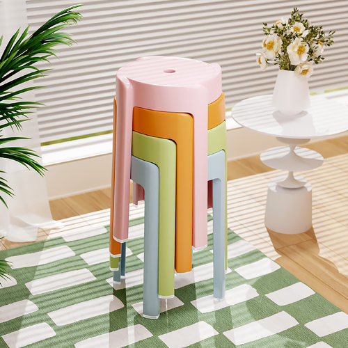 加厚简约北欧客厅塑料凳子可叠放