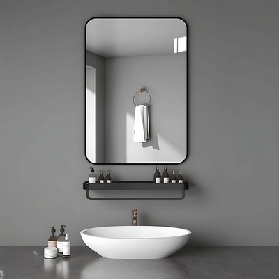 浴室镜卫生间洗手台镜子带置物架