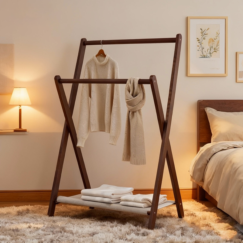 榉木挂衣架2025新款可折叠衣帽架
