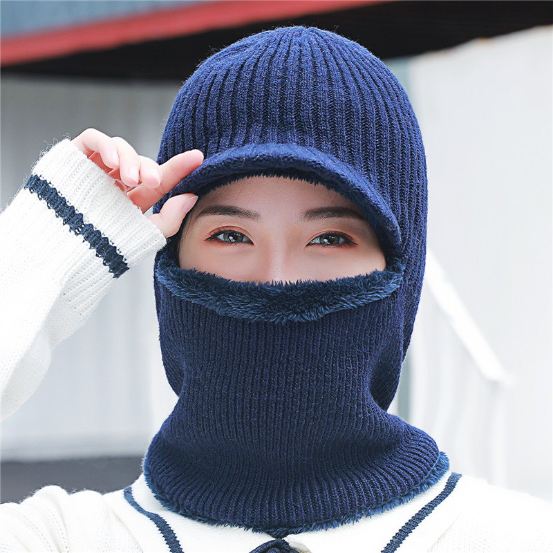 冬季骑电瓶电动摩托车只露漏眼睛的帽子男女保暖带口罩护脖加厚冒