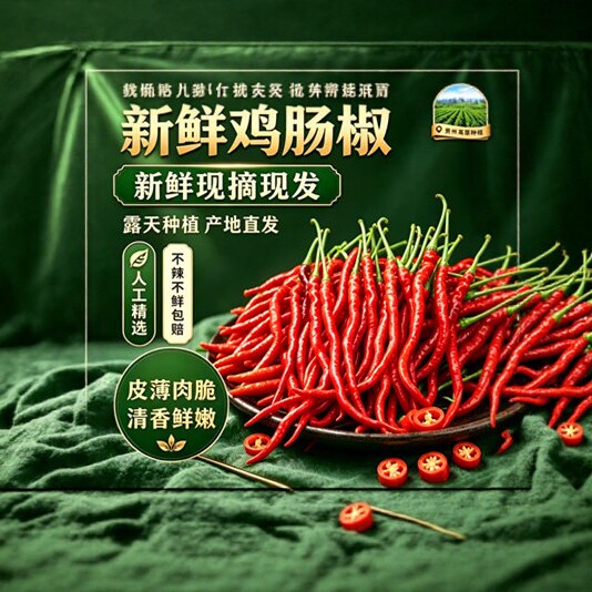 湖南新鲜鸡肠红辣椒装新鲜超细长线椒剁辣椒细长薄皮餐饮产地直发
