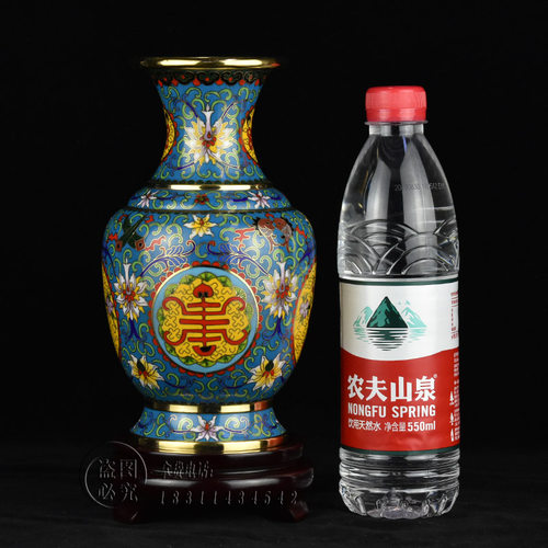 北京景泰蓝花瓶8寸仿古金龙瓶