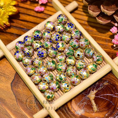 北京景泰蓝圆珠老货金地8mm珠子