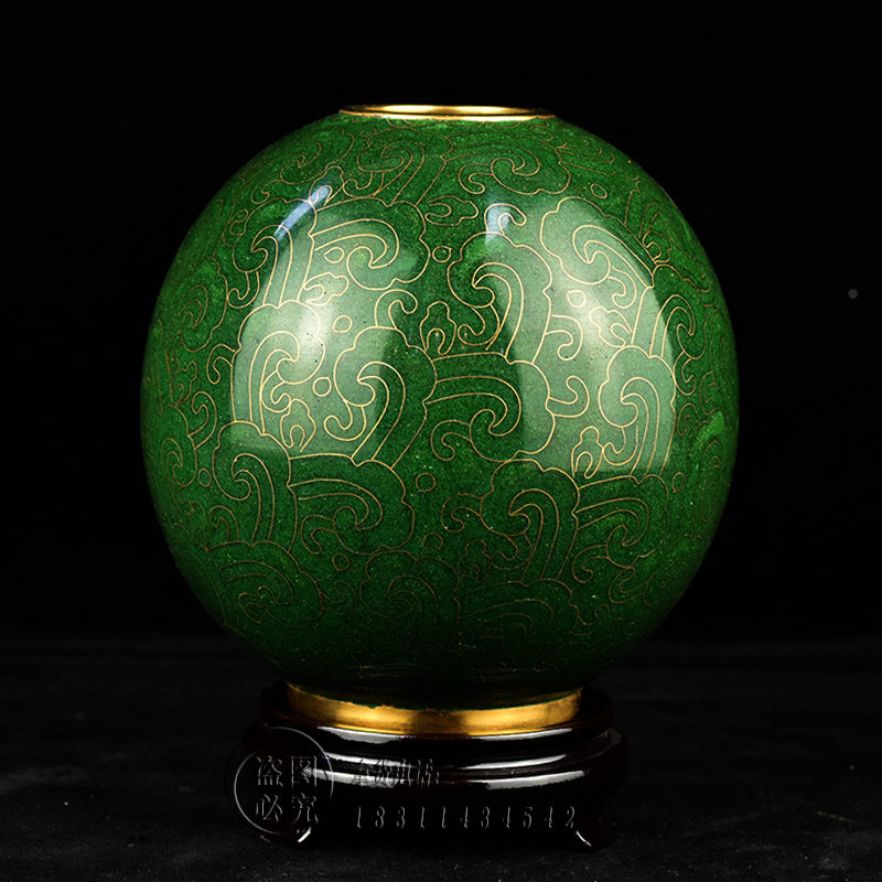 70年代老货景泰蓝圆球罐铜胎掐丝珐琅花瓶客厅摆件特色手工艺礼品