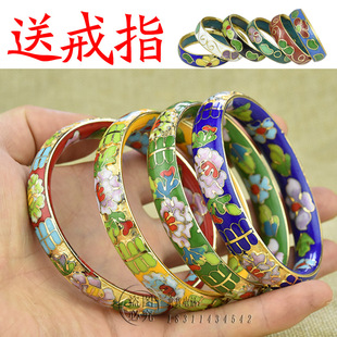 北京景泰蓝手镯纯手工紫铜胎掐丝半金地女款宫廷复古风珐琅彩镯子