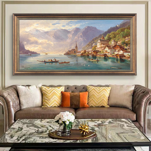 欧式风景招财沙发背景墙装饰画