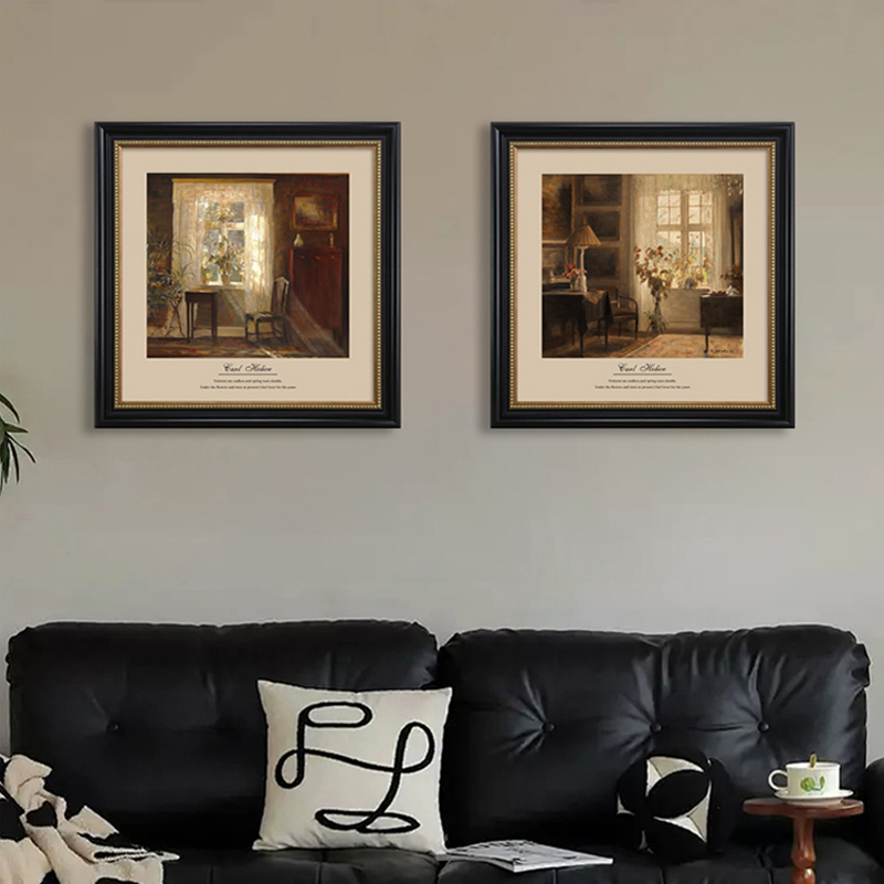 法式复古装饰画室内阳光客厅沙发背景墙挂画餐厅中古风玄关卧室画图片